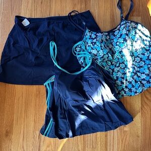 Floral and Navy Women's 3-Piece Tankini Swim Set